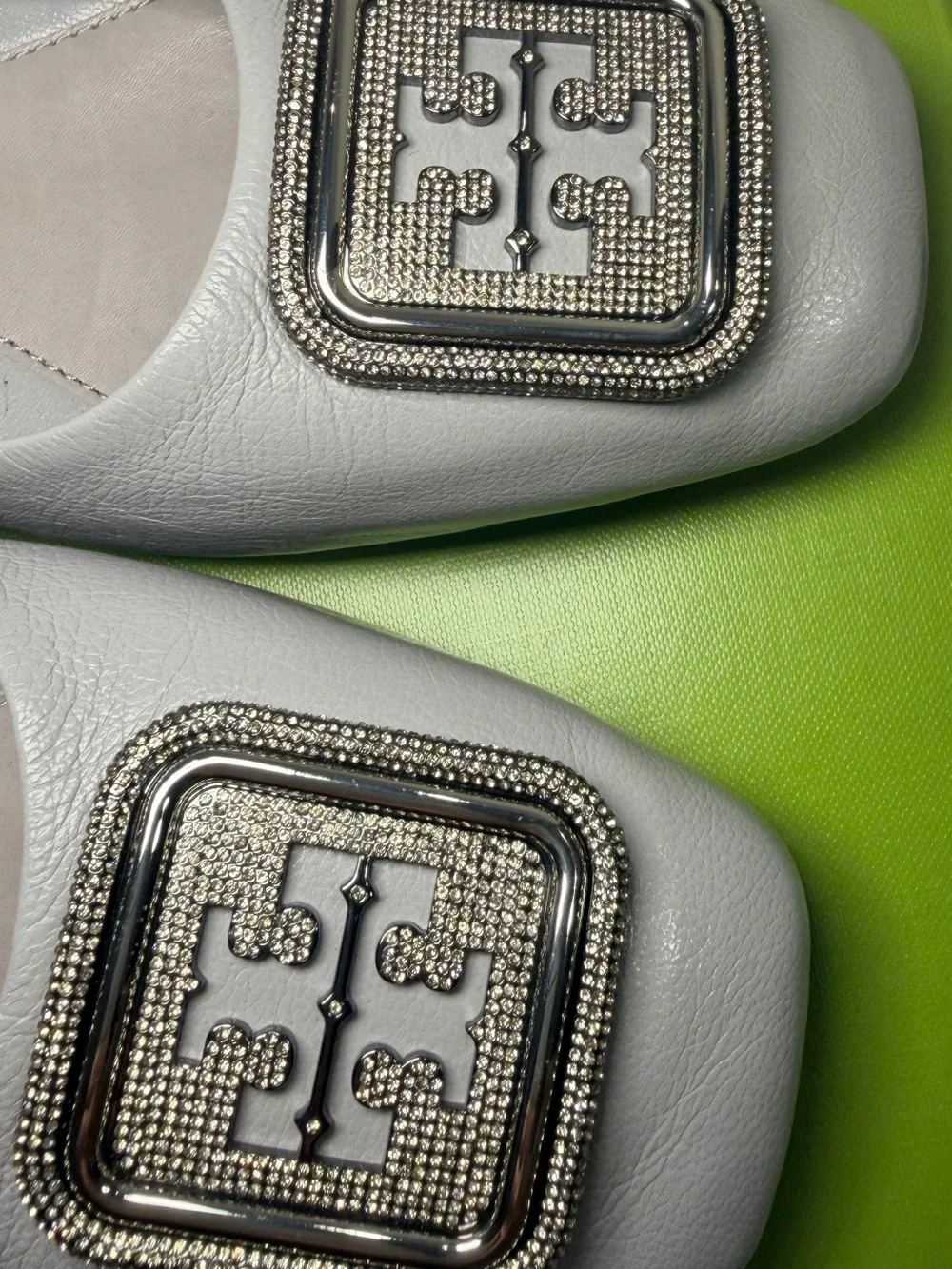 Tory Burch Leather Crystal Embellished Square Toe Ballet Flats (NIB w/ Dust Bag)